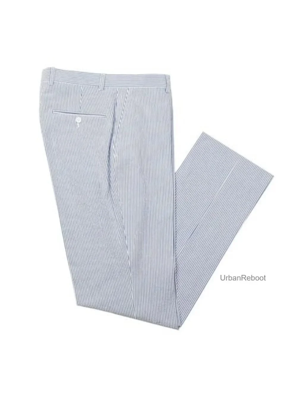 Men's Seersucker Slim Fit Suit Pants Striped Casual Trousers